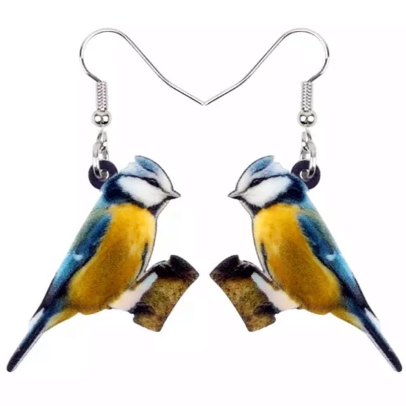 Jewelry - Blue Tit Yellow Bird 2D Acrylic Earrings